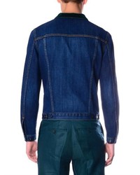 Burberry Prorsum Contrast Collar Denim Jacket