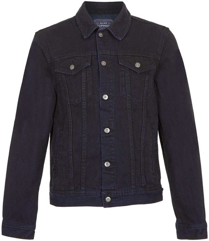 Topman Navy Blue Denim Western Jacket, $90 | Topman | Lookastic