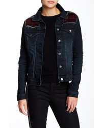 Tractr Jeans Distressed Hole Patch Denim Jacket