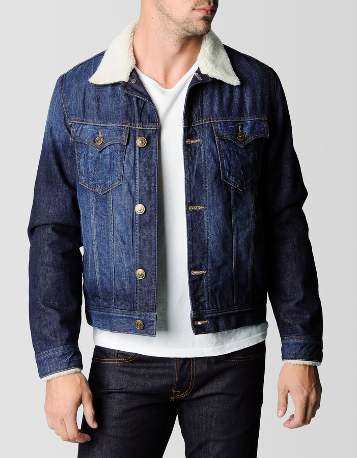 true religion jean jacket with fur collar