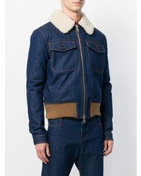AMI Alexandre Mattiussi Zipped Denim Jacket With Shearling Collar