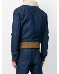 AMI Alexandre Mattiussi Zipped Denim Jacket With Shearling Collar