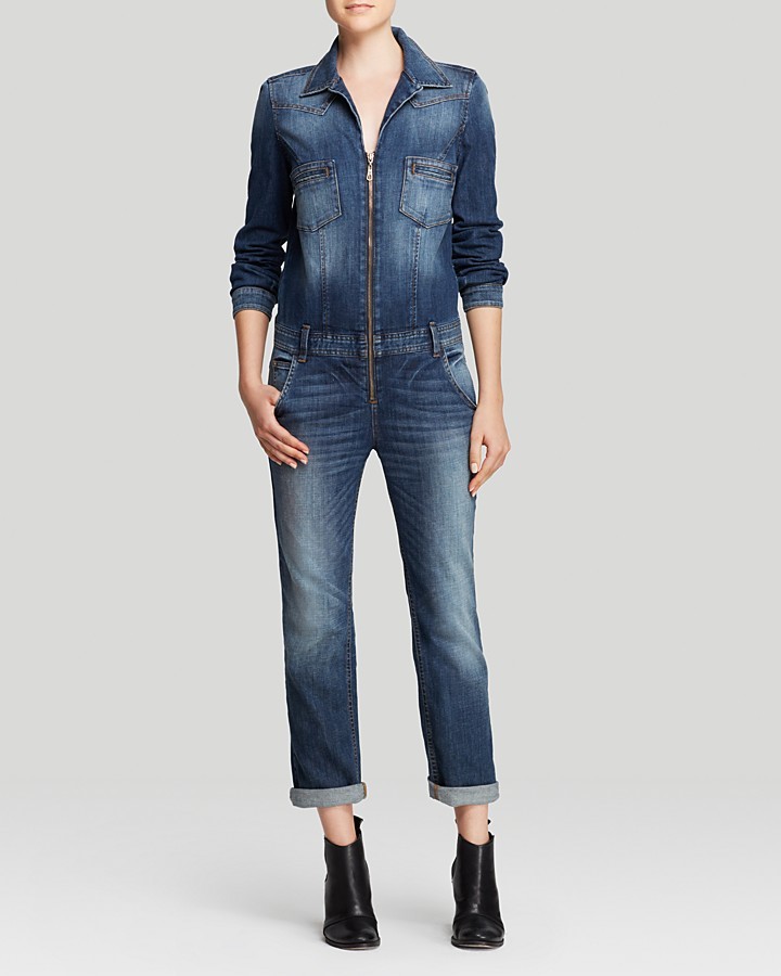 long sleeve denim jumpsuit