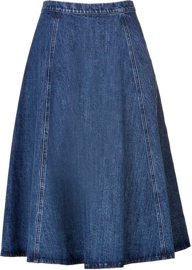Michael Kors Michl Kors Denim Flared Midi Skirt | Where to buy & how to ...