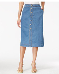 Style&co. Style Co Petite Button Down Denim Midi Skirt Created For Macys