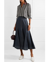 Gabriela Hearst Wytte Linen Denim Midi Skirt