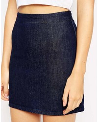 Asos Collection Denim A Line Skirt In Dark Wash
