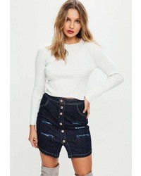 Missguided Navy Denim Mini Skirt