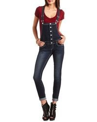 Charlotte Russe Almost Famous Button Front Skinny Overall