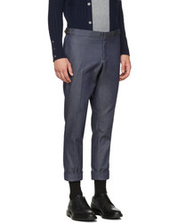 Thom Browne Navy Denim Unconstructed Low Rise Skinny Trousers