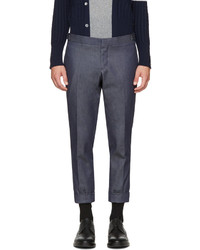 Thom Browne Navy Denim Unconstructed Low Rise Skinny Trousers