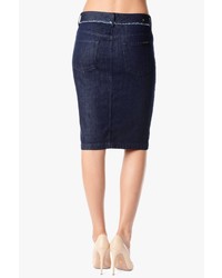 7 For All Mankind Raw Edge Button Front Pencil Skirt In Raw Edge Denim