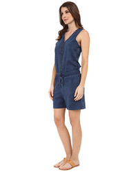 DKNY Jeans Knit Denim Romper In Victory Wash
