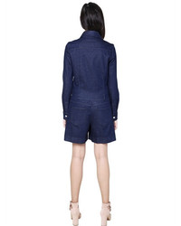 See by Chloe Embroidered Cotton Denim Romper