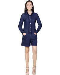 See by Chloe Embroidered Cotton Denim Romper