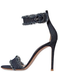 Gianvito Rossi 100mm Cotton Denim Sandals