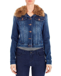 Kensie Jeans Faux Fur Collared Jacket