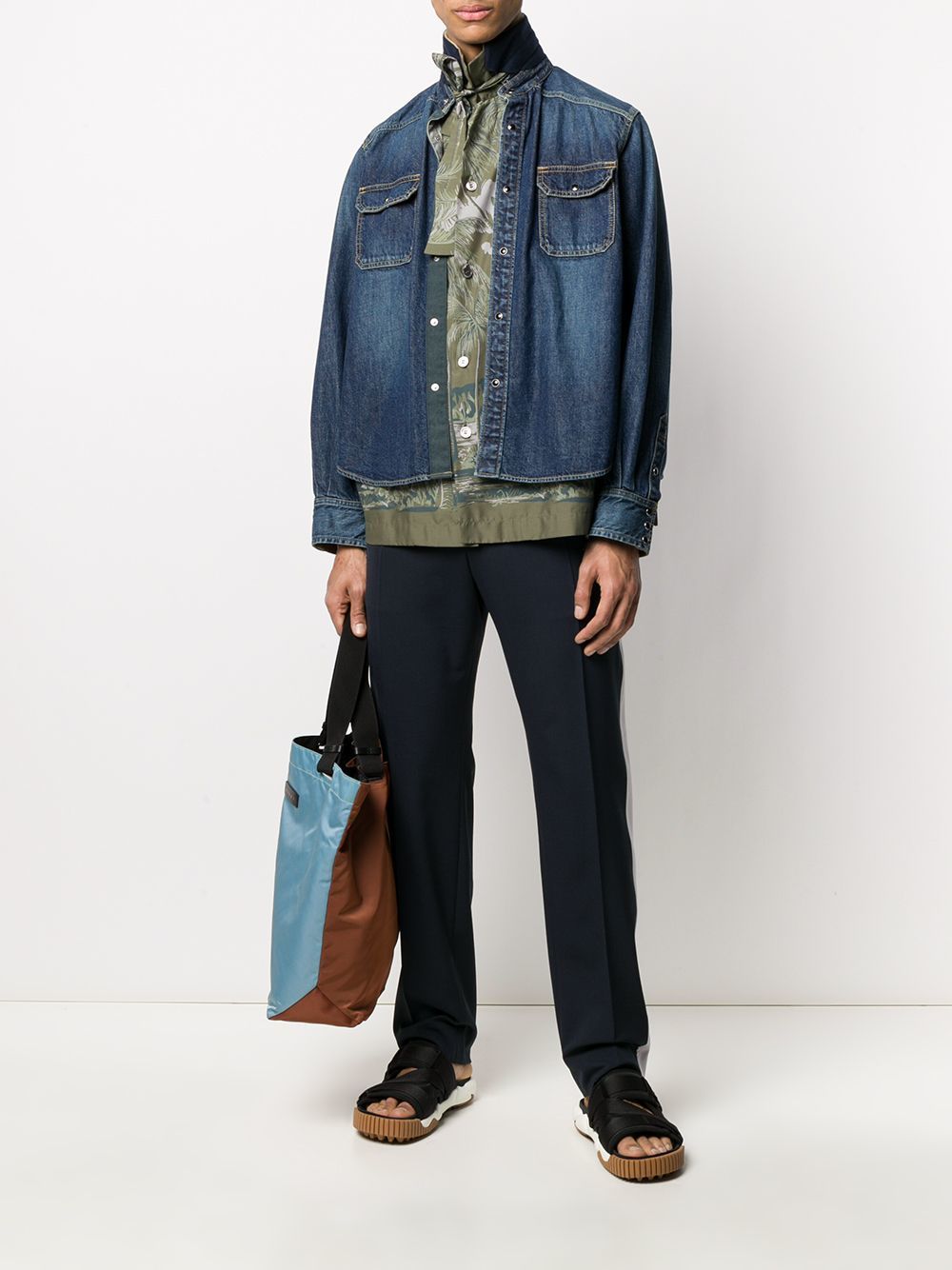 Sacai Double Layered Denim Shirt, $835 | farfetch.com | Lookastic