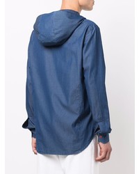 Kiton Hooded Denim Shirt