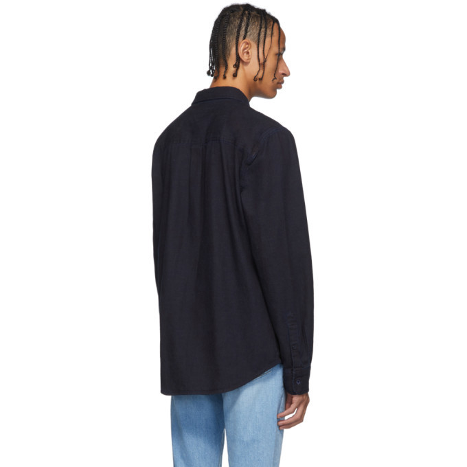 Frame Indigo Denim Overdye Shirt, $62 | SSENSE | Lookastic