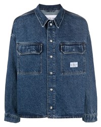 Calvin Klein Jeans Logo Patch Buttoned Denim Shirt