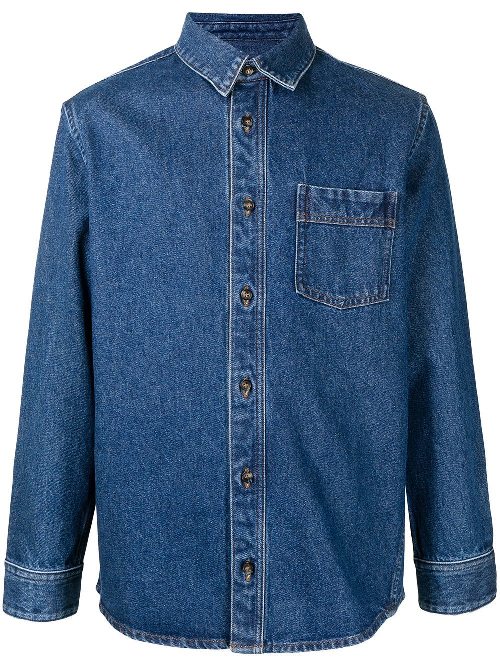 A.P.C. Long Sleeve Denim Shirt, $163 | farfetch.com | Lookastic