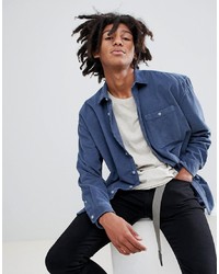 ASOS DESIGN Oversized Washed Cord Shirt In Blue