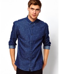 Selected Denim Shirt With Bow Print