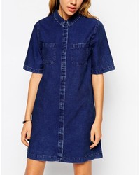 Asos Collection Denim Shirt Dress With Patch Pocket