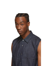 Random Identities Blue Denim Knotty Sleeveless Shirt