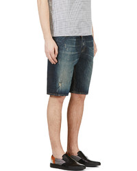 DSquared 2 Blue Distressed Painted Denim Shorts