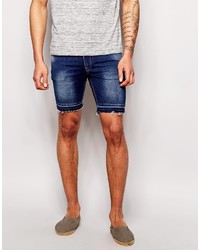 Asos Brand Denim Shorts In Extreme Super Skinny Fit With Raw Hem