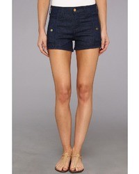 7 For All Mankind Button Short W Side Pockets In Deep Rinse