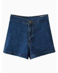 Choies High Waist Dark Blue Denim Shorts