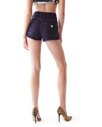GUESS High Rise Cutoff Denim Shorts With Silicone Rinse