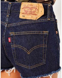 Asos Reclaimed Vintage Levi 501 Shorts In Dark Blue