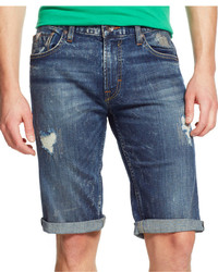 GUESS Regular Fit Straight Rolled Denim Shorts