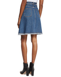Acne Studios A Line Denim Skirt Wfrayed Trim Natural Blue Vintage