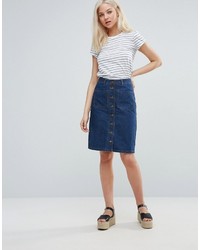 Brave Soul Denim Button Through Midi Skirt