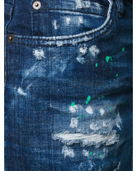 Dsquared2 Paint Splattered Denim Skirt