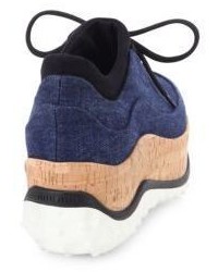 Miu Miu Denim Cork Platform Sneakers
