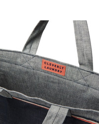 Cleverly Laundry Grosgrain Trimmed Denim Tote Bag