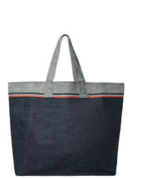 Cleverly Laundry Grosgrain Trimmed Denim Tote Bag