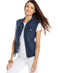 Style&co. Style Co Mosaic Wash Denim Vest Only At Macys