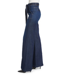 7 For All Mankind Mid Rise Belted Palazzo Pants Saint Tropez Night
