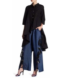 Why Dress Front Cut Eyelet Detail Wide Pants