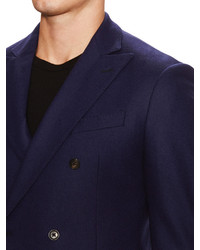 Armani Collezioni Solid Wool Double Breasted Jacket
