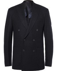 Hardy Amies Blue Slim Fit Double Breasted Cashmere Blazer