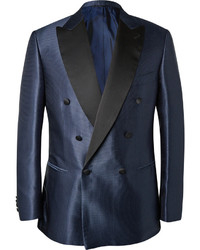 Brioni Blue Slim Fit Silk Jacquard Tuxedo Jacket