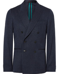 Paul Smith Blue Soho Slim Fit Double Breasted Wool Blend Blazer